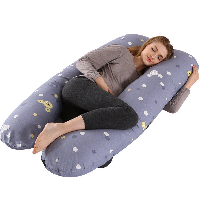 HKM-274131 U-Shaped Pregnancy Support Pillow with Removable Cotton Cover and Adjustable Fiber Filling 140x80cm