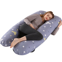 HKM-274131 U-Shaped Pregnancy Support Pillow with Removable Cotton Cover and Adjustable Fiber Filling 140x80cm