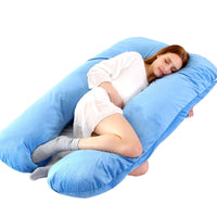 HKM-274131 U-Shaped Pregnancy Support Pillow with Removable Cotton Cover and Adjustable Fiber Filling 140x80cm