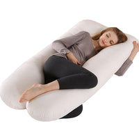 HKM-274131 U-Shaped Pregnancy Support Pillow with Removable Cotton Cover and Adjustable Fiber Filling 140x80cm
