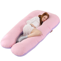 HKM-274131 U-Shaped Pregnancy Support Pillow with Removable Cotton Cover and Adjustable Fiber Filling 140x80cm