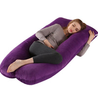 HKM-274131 U-Shaped Pregnancy Support Pillow with Removable Cotton Cover and Adjustable Fiber Filling 140x80cm