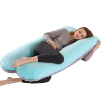 HKM-274131 U-Shaped Pregnancy Support Pillow with Removable Cotton Cover and Adjustable Fiber Filling 140x80cm