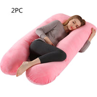 HKM-274131 U-Shaped Pregnancy Support Pillow with Removable Cotton Cover and Adjustable Fiber Filling 140x80cm