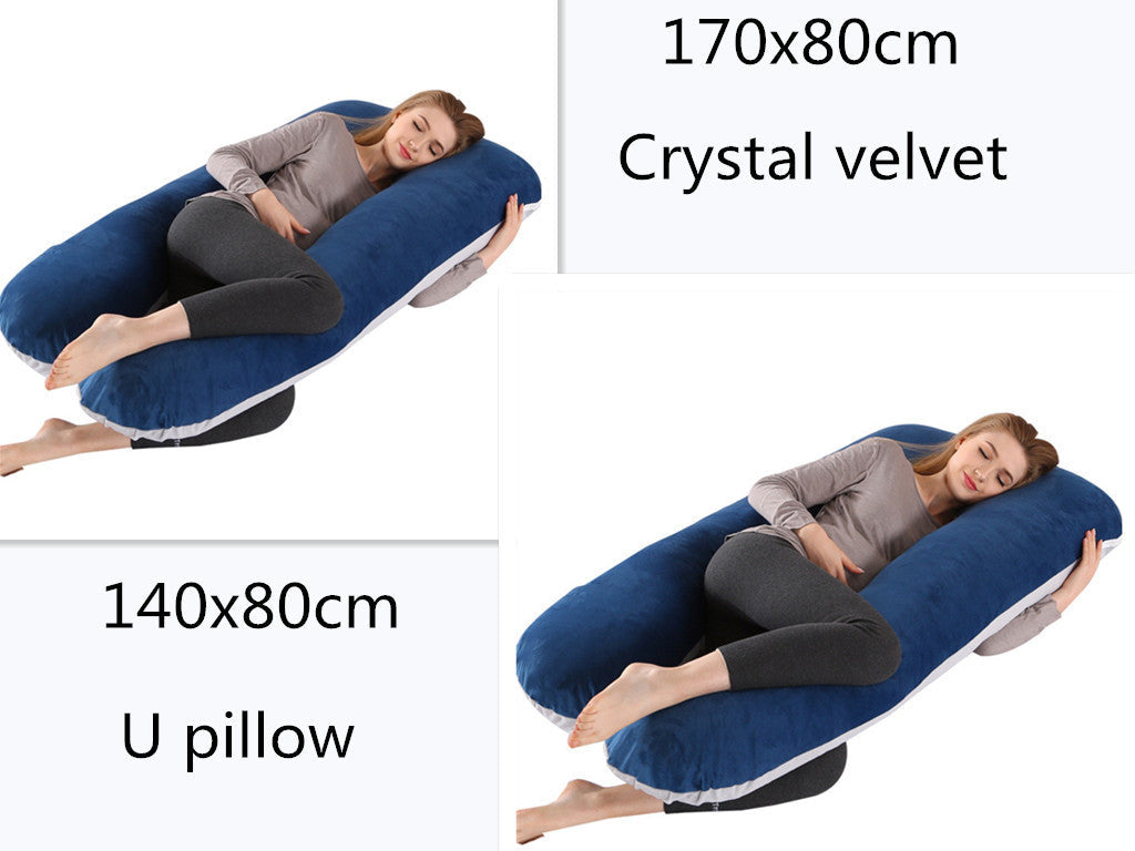 HKM-274131 U-Shaped Pregnancy Support Pillow with Removable Cotton Cover and Adjustable Fiber Filling 140x80cm