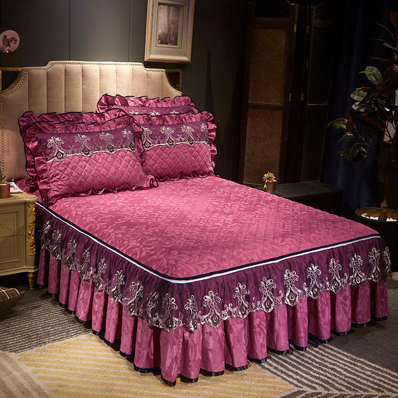 KTX-274259 Detachable Non-slip Bed Cover with Dustproof Skirt - Available in Multiple Colors and Sizes