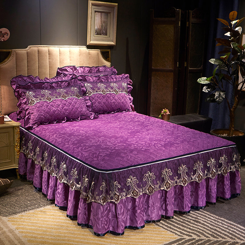 KTX-274259 Detachable Non-slip Bed Cover with Dustproof Skirt - Available in Multiple Colors and Sizes