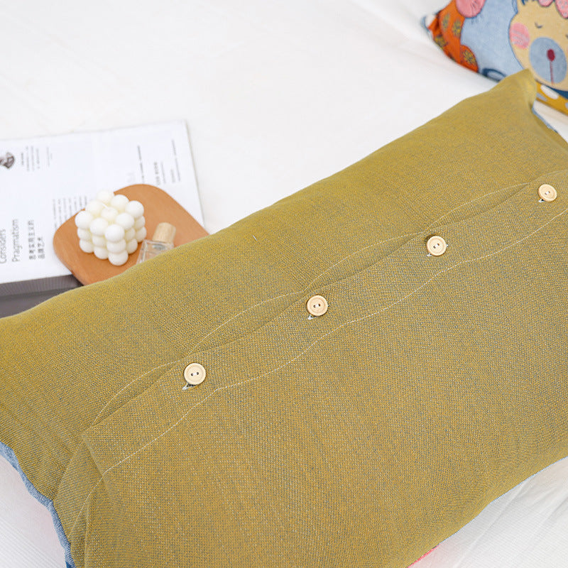 HKM-274259 Large Pure Cotton Pillowcase - Modern Simplicity Design, 48cm x 74cm, Blue Color