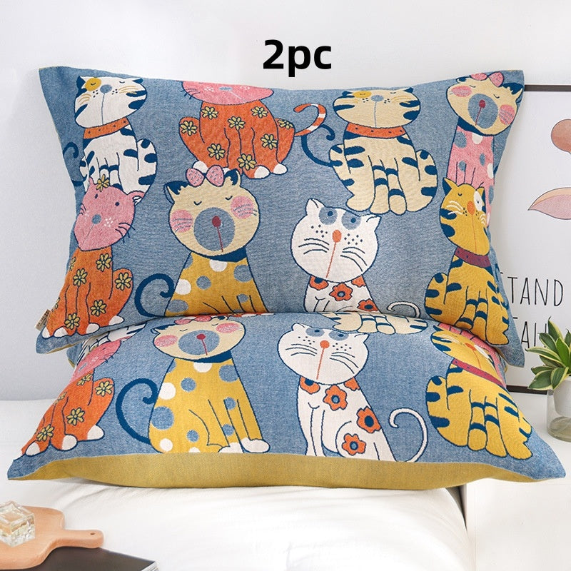 HKM-274259 Large Pure Cotton Pillowcase - Modern Simplicity Design, 48cm x 74cm, Blue Color