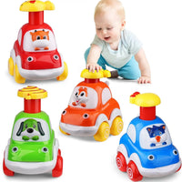 HKM-274259 Set of 8 Inertial Cartoon Cars for Kids - Friction Toy Vehicles with Forest Animal Design