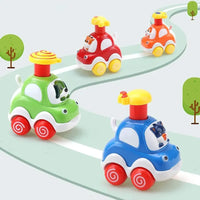 HKM-274259 Set of 8 Inertial Cartoon Cars for Kids - Friction Toy Vehicles with Forest Animal Design