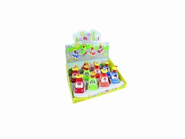 HKM-274259 Set of 8 Inertial Cartoon Cars for Kids - Friction Toy Vehicles with Forest Animal Design