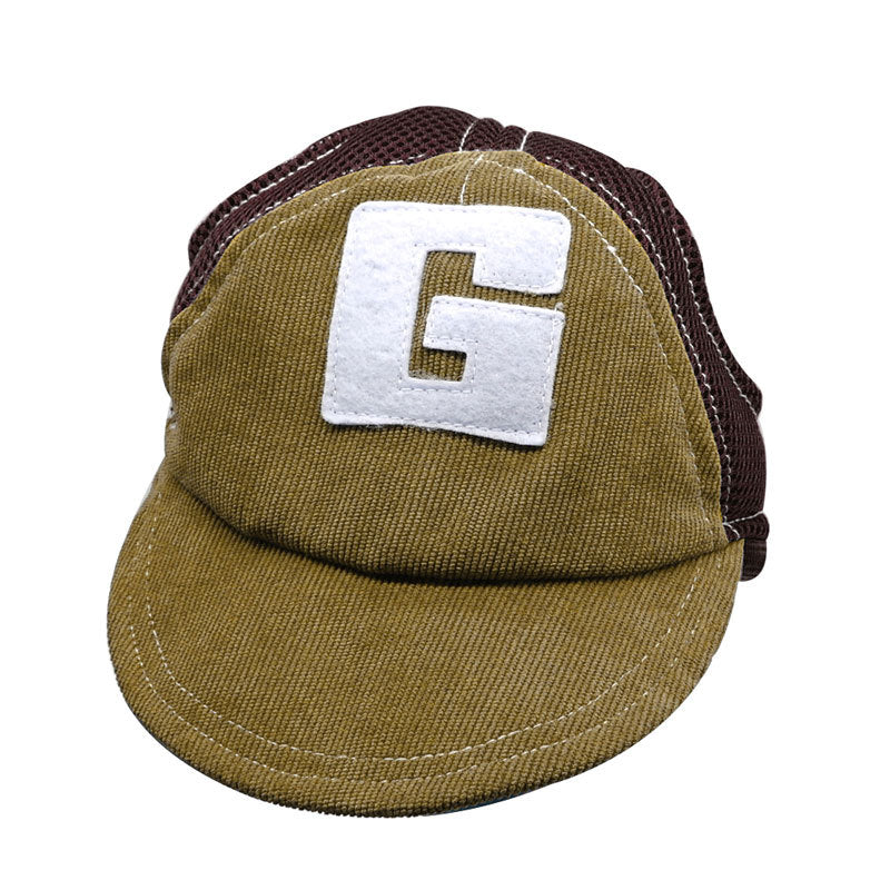 HKM-274323 Blue and Brown Sun Hat for Dogs - Adjustable Size S, M, L with Neck Circumference Options