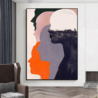 HKM-274387 Handmade Oil Painting Canvas Wall Art - Modern Abstract Human Portrait for Home Decor