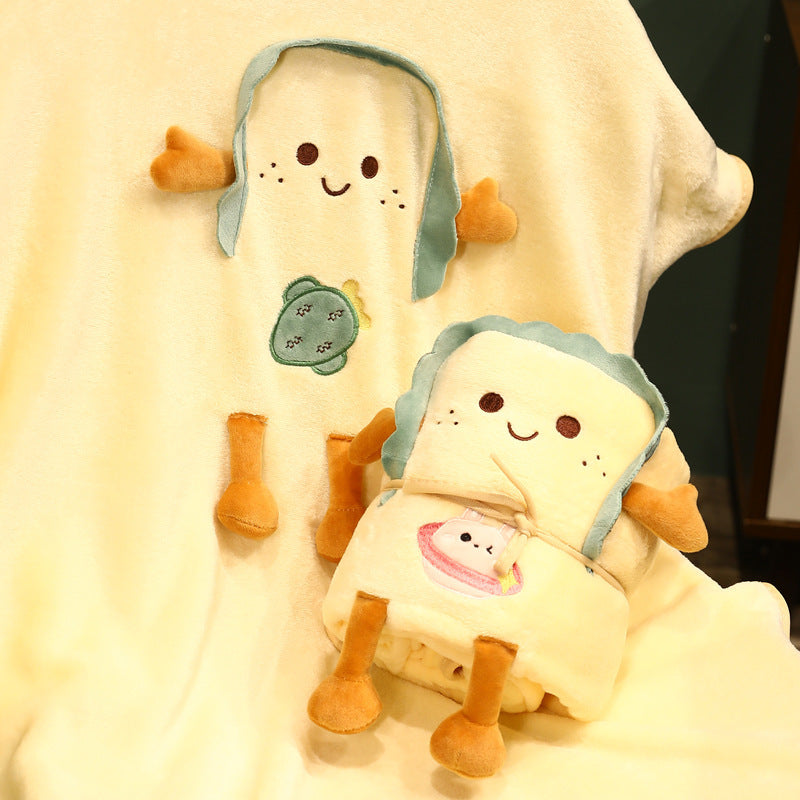 HKM-274451 Cozy Cartoon Anime Flannel Nap Blanket - Dinosaur, Rabbit, Cactus, Carrot Designs, All Seasons, Polyester Fiber