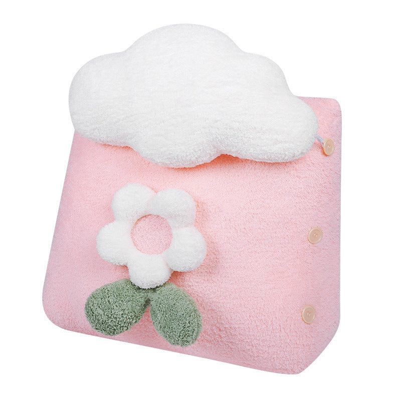 HKM-274451 Dormitory Cloud-Shaped Plush Bedside Pillow in Pink, Red, and Yellow - Stylish Sleep Accessory (50*50*25cm & 60*50*25cm)