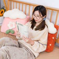 HKM-274451 Dormitory Cloud-Shaped Plush Bedside Pillow in Pink, Red, and Yellow - Stylish Sleep Accessory (50*50*25cm & 60*50*25cm)