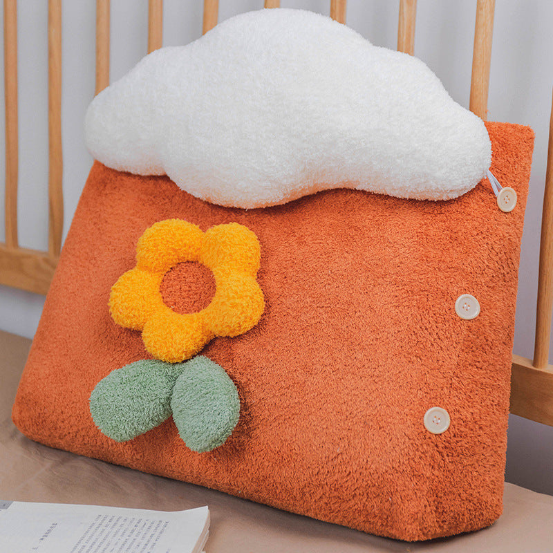 HKM-274451 Dormitory Cloud-Shaped Plush Bedside Pillow in Pink, Red, and Yellow - Stylish Sleep Accessory (50*50*25cm & 60*50*25cm)