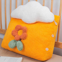 HKM-274451 Dormitory Cloud-Shaped Plush Bedside Pillow in Pink, Red, and Yellow - Stylish Sleep Accessory (50*50*25cm & 60*50*25cm)