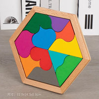 HKM-274451 Educational Wooden Tangram Puzzle Set - 11 Geometric Shapes for Brain Development and Hand Coordination