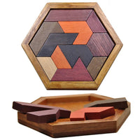 HKM-274451 Educational Wooden Tangram Puzzle Set - 11 Geometric Shapes for Brain Development and Hand Coordination