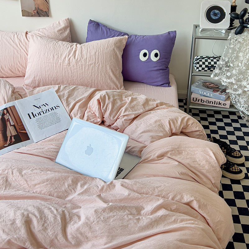 HKM-274771 Super Soft Pleated Bed Sheet and Quilt Cover Set in Multiple Sizes