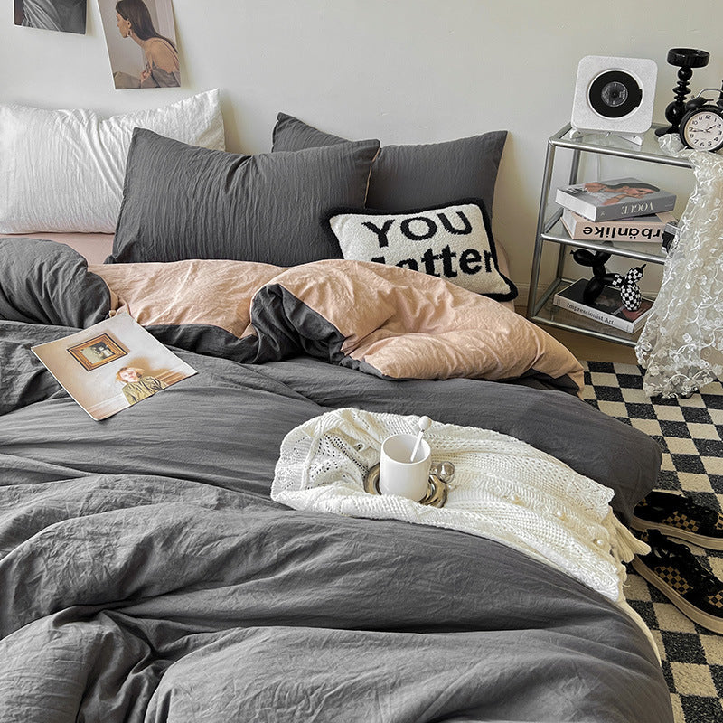 HKM-274771 Super Soft Pleated Bed Sheet and Quilt Cover Set in Multiple Sizes