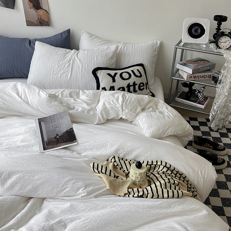 HKM-274771 Super Soft Pleated Bed Sheet and Quilt Cover Set in Multiple Sizes