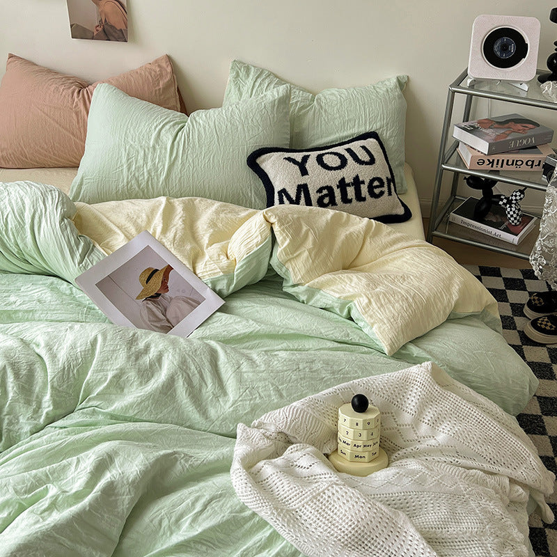 HKM-274771 Super Soft Pleated Bed Sheet and Quilt Cover Set in Multiple Sizes