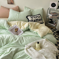 HKM-274771 Super Soft Pleated Bed Sheet and Quilt Cover Set in Multiple Sizes