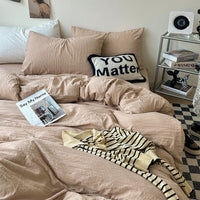 HKM-274771 Super Soft Pleated Bed Sheet and Quilt Cover Set in Multiple Sizes