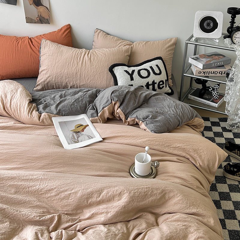 HKM-274771 Super Soft Pleated Bed Sheet and Quilt Cover Set in Multiple Sizes