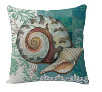 HKM-274835 Sea Turtle Printed Cushion Cover – Linen Throw Pillow Case for Home Decor, 45x45cm