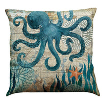 HKM-274835 Sea Turtle Printed Cushion Cover – Linen Throw Pillow Case for Home Decor, 45x45cm