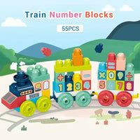 HKM-275027 Digital Train Building Block Set for Kids - 55+ Colorful Assembly Pieces for Educational Fun