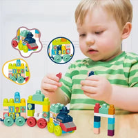 HKM-275027 Digital Train Building Block Set for Kids - 55+ Colorful Assembly Pieces for Educational Fun