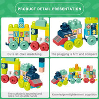 HKM-275027 Digital Train Building Block Set for Kids - 55+ Colorful Assembly Pieces for Educational Fun