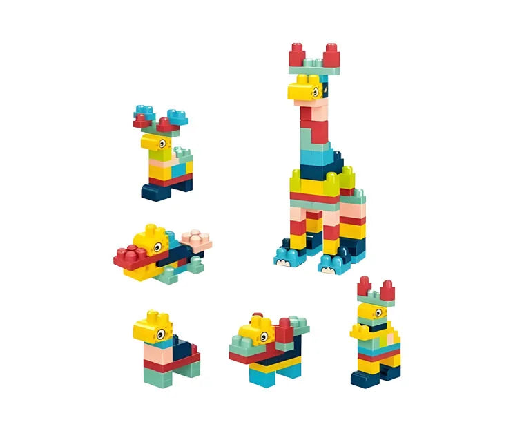 HKM-275027 Digital Train Building Block Set for Kids - 55+ Colorful Assembly Pieces for Educational Fun
