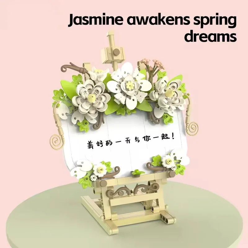 Educational DIY Building Blocks Set with Modern Design - 50-Piece Artificial Flower Table Toy