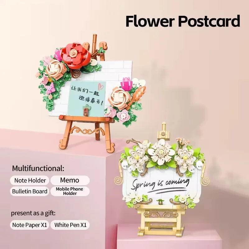 Educational DIY Building Blocks Set with Modern Design - 50-Piece Artificial Flower Table Toy