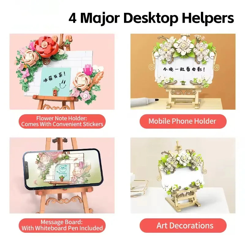 Educational DIY Building Blocks Set with Modern Design - 50-Piece Artificial Flower Table Toy