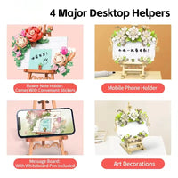 HKM-275091 Educational DIY Building Blocks Set with Modern Design - 50-Piece Artificial Flower Table Toy