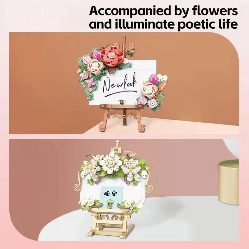 Educational DIY Building Blocks Set with Modern Design - 50-Piece Artificial Flower Table Toy