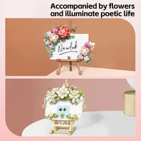 HKM-275091 Educational DIY Building Blocks Set with Modern Design - 50-Piece Artificial Flower Table Toy