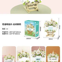 HKM-275091 Educational DIY Building Blocks Set with Modern Design - 50-Piece Artificial Flower Table Toy