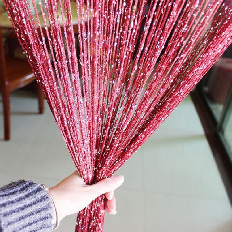 HKM-275155 Flashing Silver Thread Fabric Curtain 1x2 Meters for Living Room Partition and Door Entry