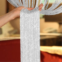 HKM-275155 Flashing Silver Thread Fabric Curtain 1x2 Meters for Living Room Partition and Door Entry