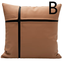 HKM-275283 Cushion Collection: Stylish Lumbar and Square Pillows in Leather, Velvet, and Flannel
