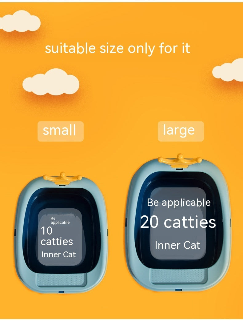 HKM-275283 Oversized Semi-Enclosed Cat Litter Box in Fresh Blue, Cherry Blossom Powder, and Mint Green