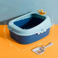 HKM-275283 Oversized Semi-Enclosed Cat Litter Box in Fresh Blue, Cherry Blossom Powder, and Mint Green